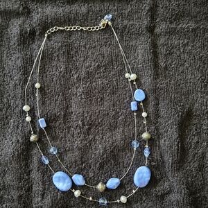 Two-Strand Blue Beaded Necklace